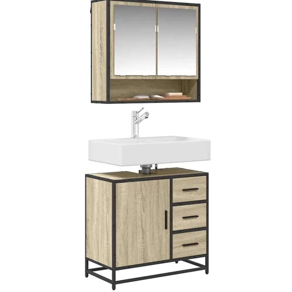 Meubelsets*vidaXL Wastafelkast 65x33x60 cm bewerkt hout kleurig Sonoma eiken
