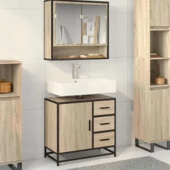 Meubelsets*vidaXL Wastafelkast 65x33x60 cm bewerkt hout kleurig Sonoma eiken
