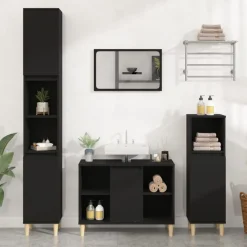Kasten & Opbergmeubelen*vidaXL Wastafelkast 80x33x60 cm bewerkt hout Zwart