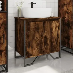 Meubelsets*vidaXL Wastafelkast 60x35x60 cm bewerkt hout kleurig Gerookt eiken
