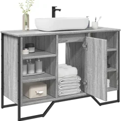 Wastafelkast 91x35x60 cm bewerkt hout eikenkleurig>vidaXL Online