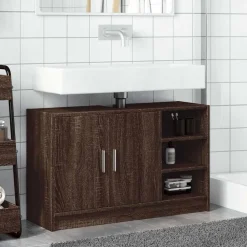 Meubelsets*vidaXL Wastafelkast 90x29x55 cm bewerkt hout ig bruin eikenkleur