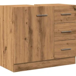 Wastafelkast 63x30x54 cm bewerkt hout artisanaal eikenkleur>vidaXL Discount