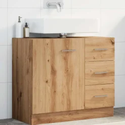 Wastafelkast 63x30x54 cm bewerkt hout artisanaal eikenkleur>vidaXL Discount