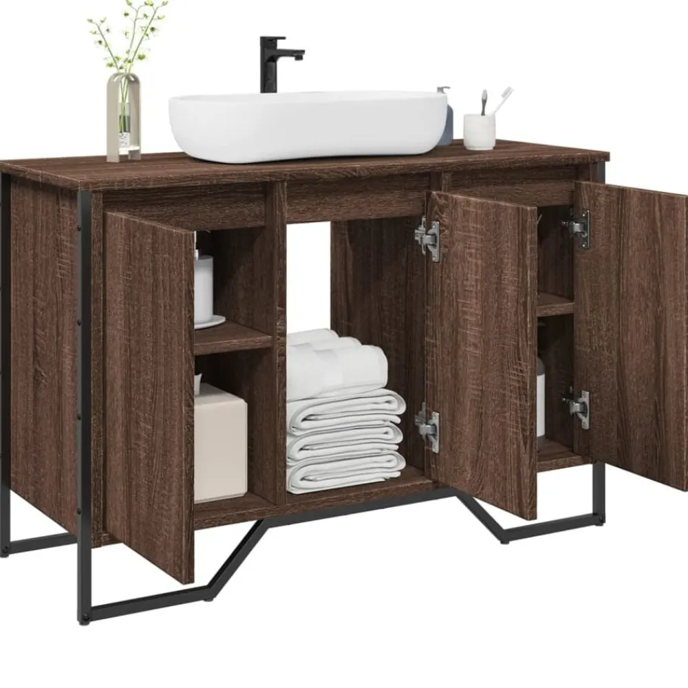 Meubelsets*vidaXL Wastafelkast 91x35x60 cm bewerkt hout ig bruin eikenkleur