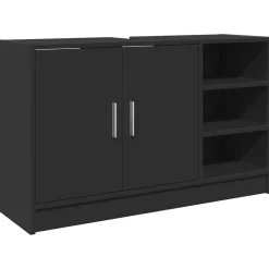 Meubelsets*vidaXL Wastafelkast 90x29x55 cm bewerkt hout Zwart