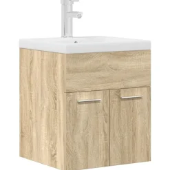 Wastafelmeubel met inbouwwastafel en kraan hout>vidaXL Clearance