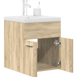 Wastafelmeubel met inbouwwastafel en kraan hout>vidaXL Clearance