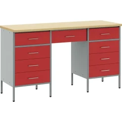 Bouwbeslag*vidaXL Werk kast met lade 3 pcs Engineered hout en staal Rood