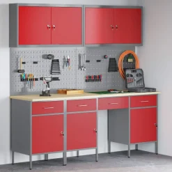 Werk kast met lade 10 pcs Engineered hout en staal>vidaXL Best