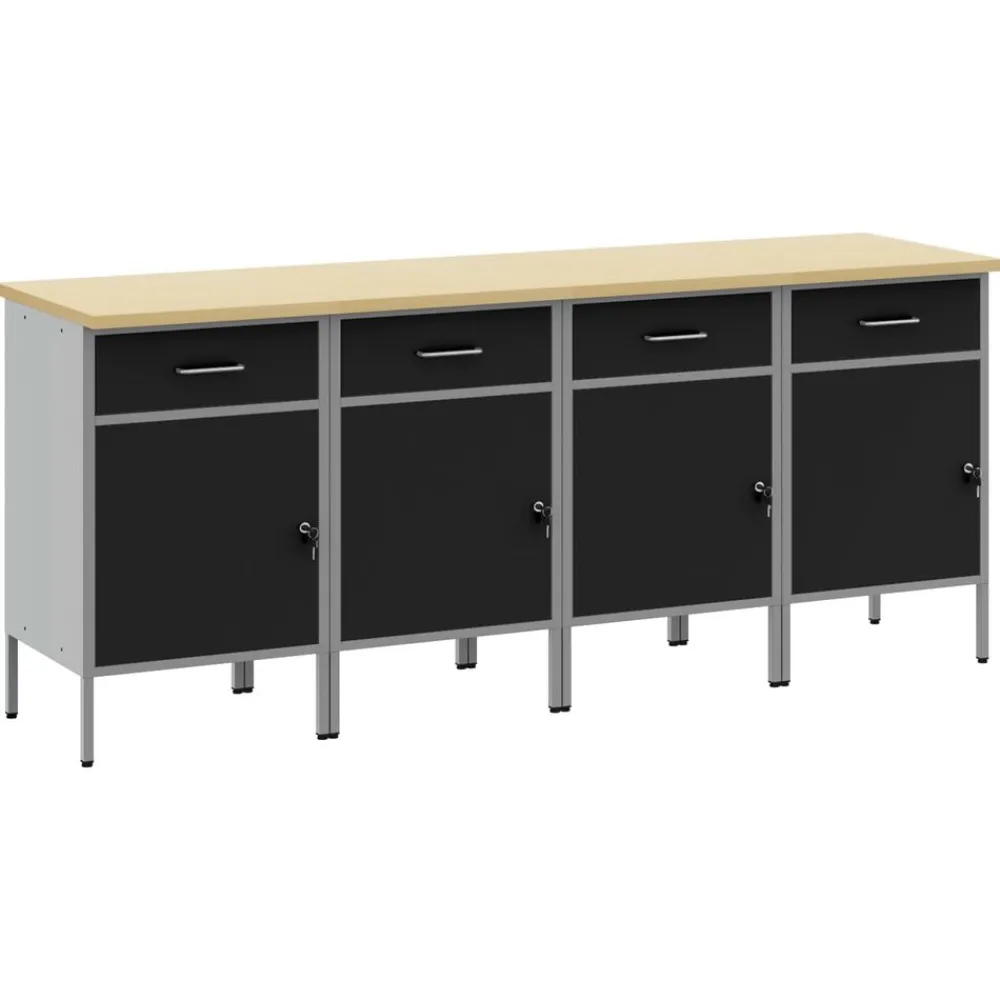 Werk kast met lade 4 pcs en Grijs 200 x 55 x 85 cm>vidaXL Hot