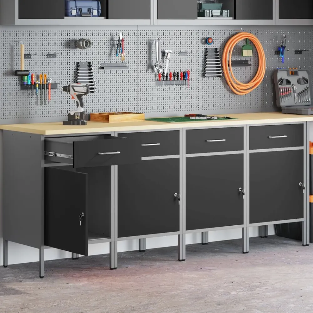 Werk kast met lade 4 pcs en Grijs 200 x 55 x 85 cm>vidaXL Hot