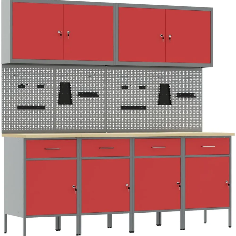 Werk kast met lade 10 pcs Engineered hout en staal>vidaXL Online
