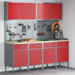 Werk kast met lade 10 pcs Engineered hout en staal>vidaXL Online