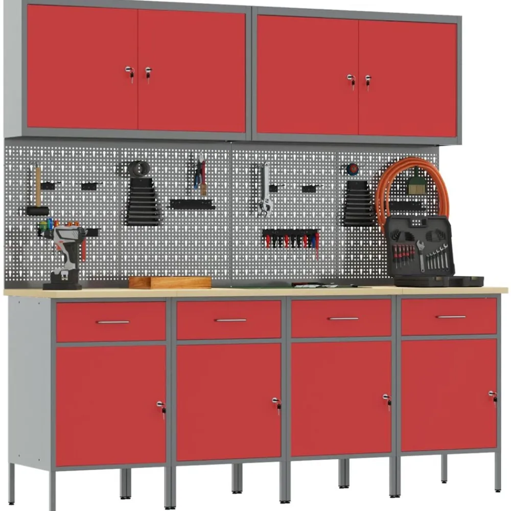 Werk kast met lade 10 pcs Engineered hout en staal>vidaXL Online
