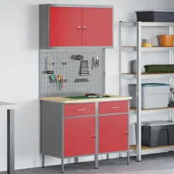 Werk kast met lade met slot 5 pcs Engineered hout en staal>vidaXL Discount