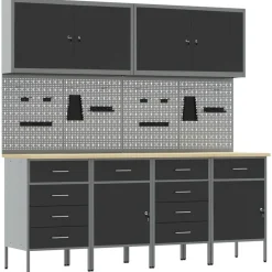 Werk kast met lade 10 pcs Engineered hout en staal>vidaXL Outlet