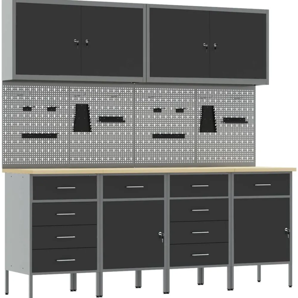 Werk kast met lade 10 pcs Engineered hout en staal>vidaXL Outlet