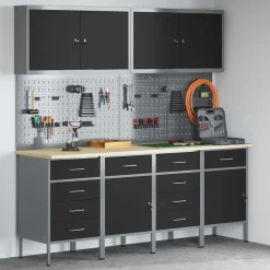 Werk kast met lade 10 pcs Engineered hout en staal>vidaXL Outlet