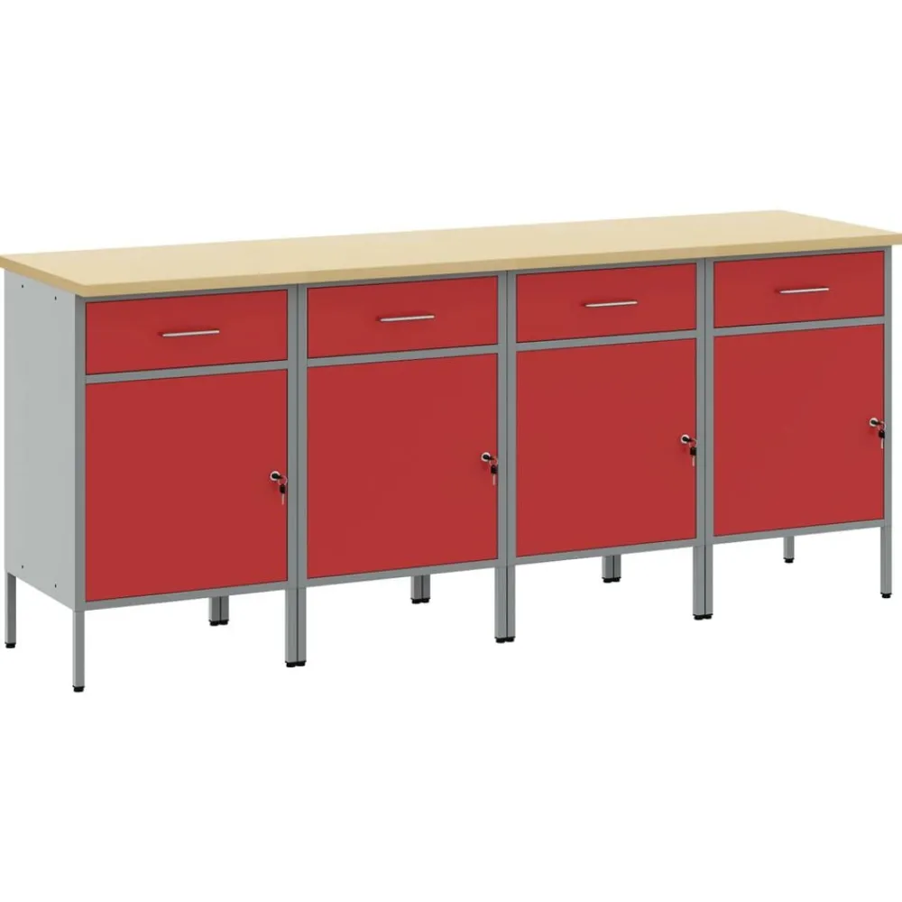 Werk kast met lade 4 pcs en Grijs 200 x 55 x 85 cm>vidaXL Outlet