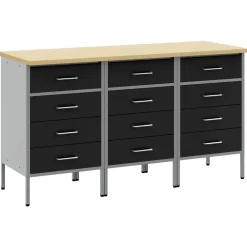 Bouwbeslag*vidaXL Werk kast met lade 3 pcs en Grijs 150 x 55 x 85 cm Zwart