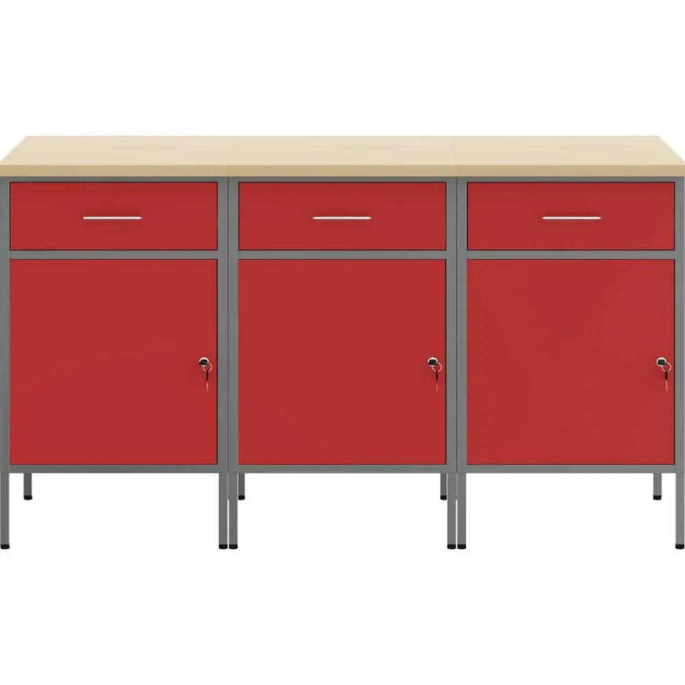 Werk kast met lade 3 pcs en Grijs 150 x 55 x 85 cm>vidaXL Online