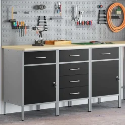 Werk kast met lade 3 pcs en Grijs 150 x 55 x 85 cm><noscript><img width=