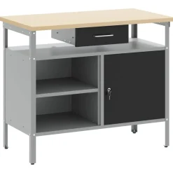 Bouwbeslag*vidaXL Werkbank met lade met plank en Grijs 100 x 55 x 85 cm Zwart