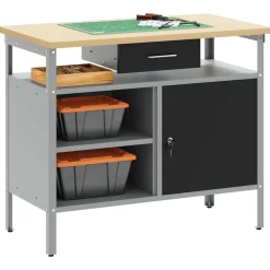 Bouwbeslag*vidaXL Werkbank met lade met plank en Grijs 100 x 55 x 85 cm Zwart