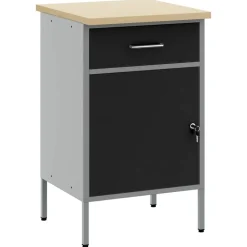 Bouwbeslag*vidaXL Werkbank met lade met opslag en Grijs 50 x 55 x 85 cm Zwart