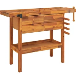 Bouwbeslag*vidaXL Werkbank met lades en bankschroeven 124x52x83 cm acaciahout