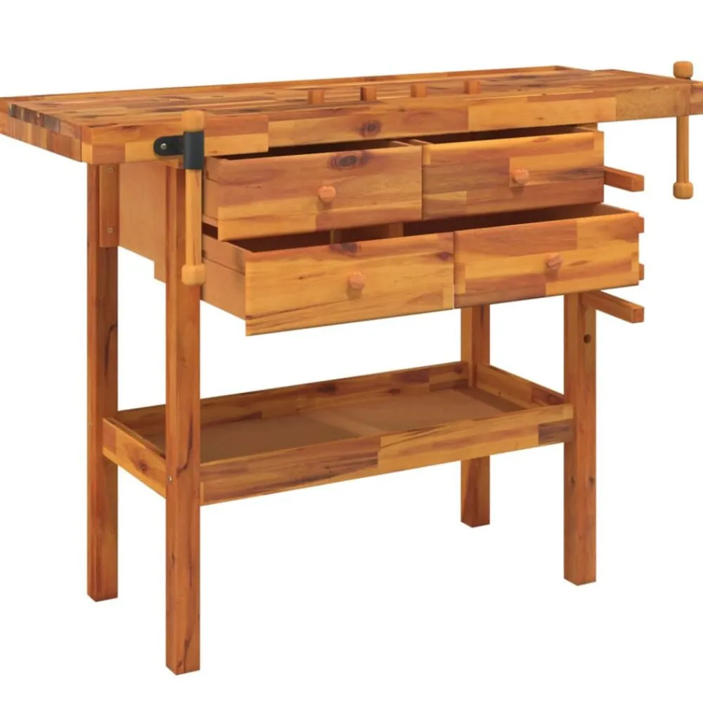 Bouwbeslag*vidaXL Werkbank met lades en bankschroeven 124x52x83 cm acaciahout