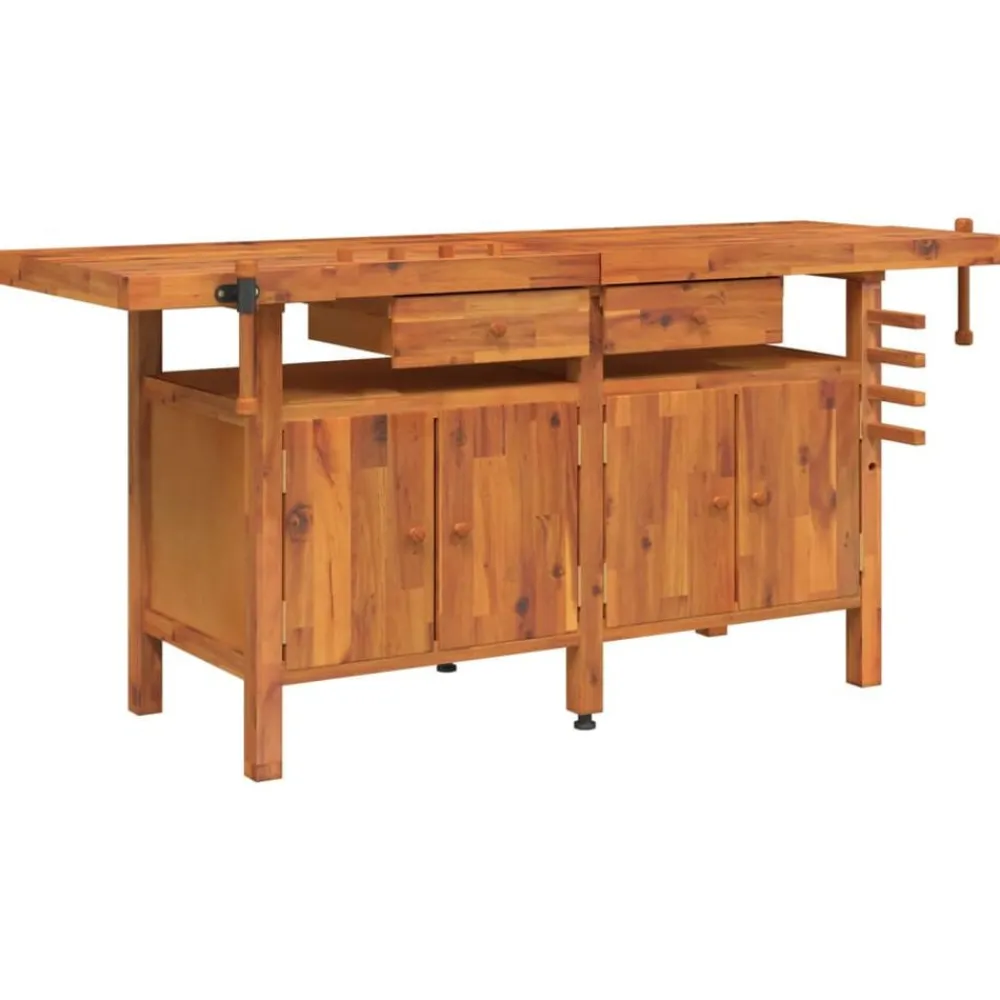 Werkbank met lades en bankschroeven 192x62x83 cm acaciahout>vidaXL Outlet