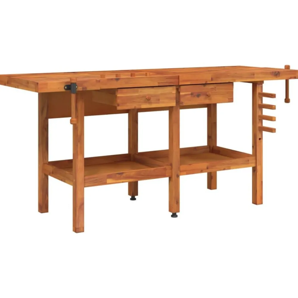 Werkbank met lades en bankschroeven 192x62x83 cm acaciahout>vidaXL
