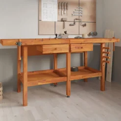 Werkbank met lades en bankschroeven 192x62x83 cm acaciahout>vidaXL