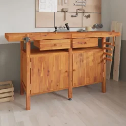Werkbank met lades en bankschroeven 162x62x83 cm acaciahout>vidaXL Sale