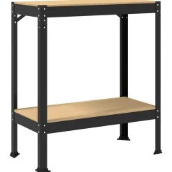 Werkbank met plank Zwart 81 x 41 x 91 cm Bewerkt hout en metaal>vidaXL Best