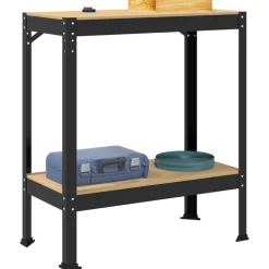 Werkbank met plank Zwart 81 x 41 x 91 cm Bewerkt hout en metaal><noscript><img width=