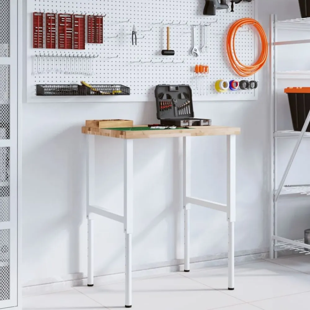 Werkbank rechthoekig 80x60x(73-99,5) cm massief acaciahout>vidaXL Outlet