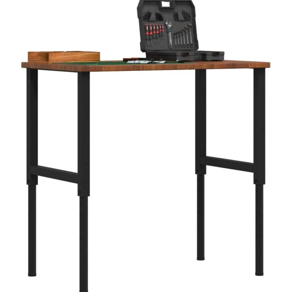Bouwbeslag*vidaXL Werkbank rechthoek 100x60x(71,5-98) cm eikenhout donkerbruin Donkerbruin en zwart