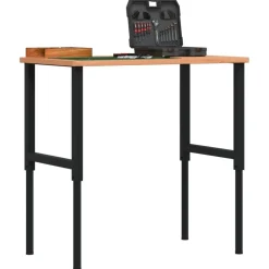Bouwbeslag*vidaXL Werkbank rechthoekig 100x60x(71,5-98) cm massief beukenhout Donkerbruin en zwart