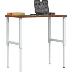 Bouwbeslag*vidaXL Werkbank rechthoek 100x60x(71,5-98) cm eikenhout donkerbruin Donkerbruin en wit