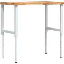 Bouwbeslag*vidaXL Werkbank rechthoekig 100x60x(73-99,5) cm massief acaciahout Donkerbruin en wit