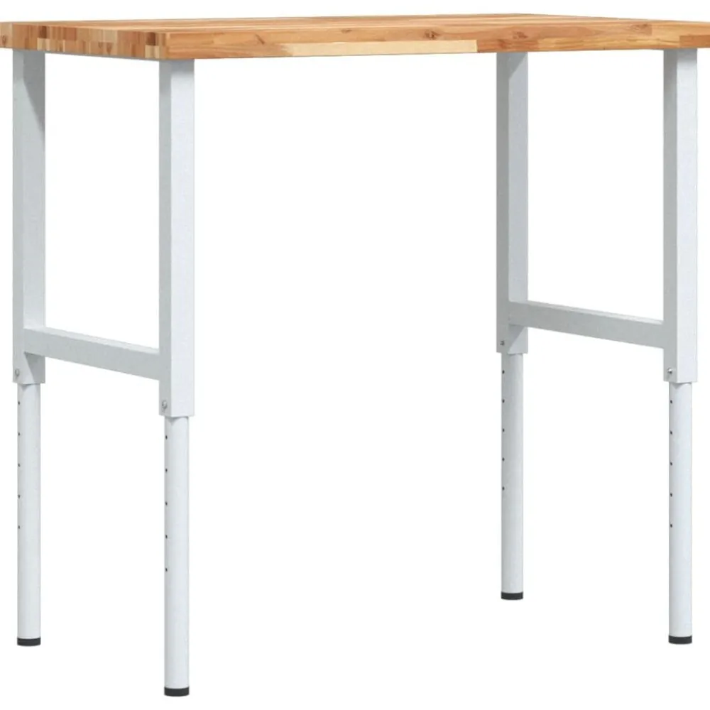 Bouwbeslag*vidaXL Werkbank rechthoekig 100x60x(73-99,5) cm massief acaciahout Donkerbruin en wit