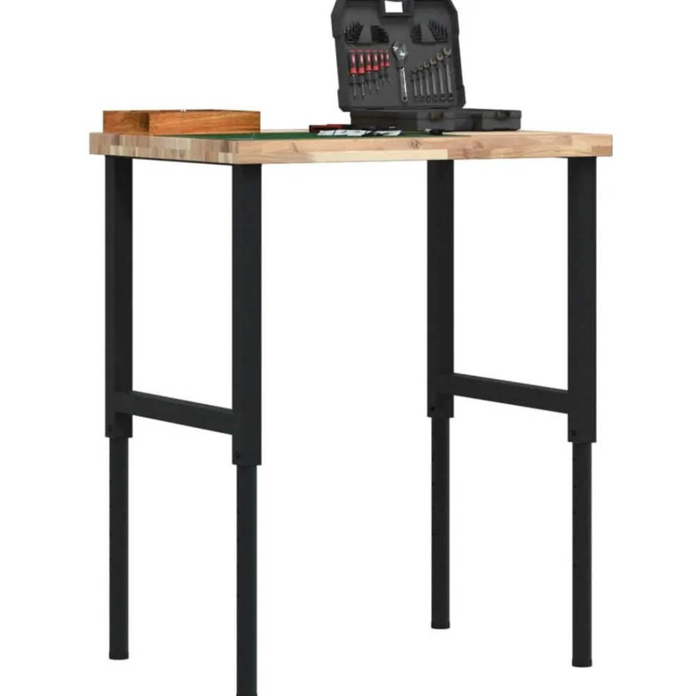 Werkbank rechthoekig 80x60x(73-99,5) cm massief acaciahout>vidaXL New