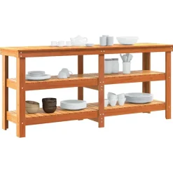 Bouwbeslag*vidaXL Werkbank 181,5 x 50 x 80 cm Massief grenenhout Wasbruin