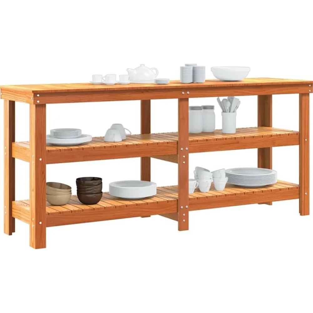 Bouwbeslag*vidaXL Werkbank 181,5 x 50 x 80 cm Massief grenenhout Wasbruin