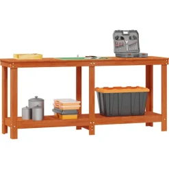 Bouwbeslag*vidaXL Werkbank 180 x 50 x 80 cm Massief grenenhout Waskleur bruin