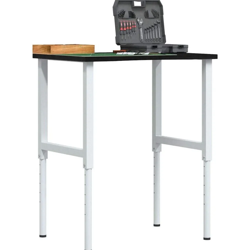 Bouwbeslag*vidaXL Werkbank 80x60x(71,5-98) cm eikenhout donkerbruin wit en donkerbruin