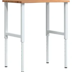 Bouwbeslag*vidaXL Werkbank 80x60x(71,5-98) cm eikenhout lichtbruin Wit en lichtbruin